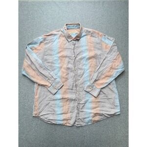 Tommy Bahama Shirt‎ Mens XXL 2XL Blue Orange Ombre Linen Coastal Beach Aloha